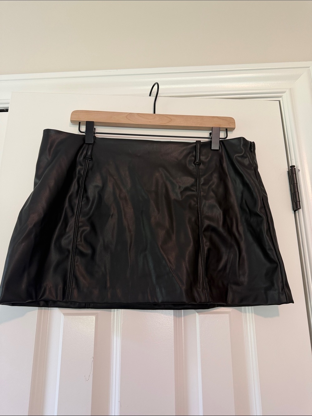H&M Black Faux Leather Mini Skirt